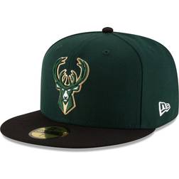 New Era milwaukee bucks hat 5950 59fifty fitted cap two tone green/black sz:7