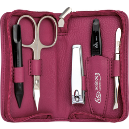 ERBE Collection fünfteiliges Manicure Set im Leder-Reißverschluss-Etui