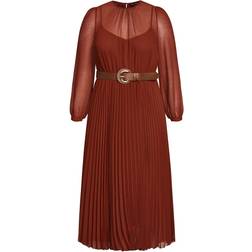 City Chic Love Pleat Dress Plus Size - Ginger