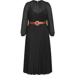 City Chic Love Pleat Dress Plus Size - Black