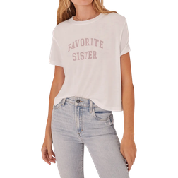 Favorite Daughter Sister Cropped Collegiate Tee - Bright White