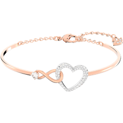 Swarovski Infinity Heart Bangle Bracelet - Rose Gold/Silver/Transparent