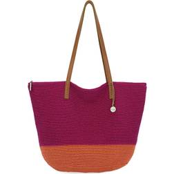 The Sak Faye Hand Crochet Tote - Pinkberry/Cayenne Block