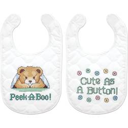 Tobin stamped cross stitch bib pair kit 8"x10" 2/pkg-under the covers