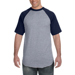 Augusta Men's Short Sleeve Baseball T-shirt - Athletic Heather/Navy