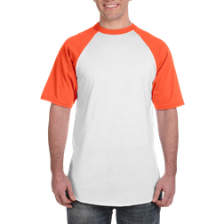 Augusta Men's Short Sleeve Baseball T-shirt - White/Orange
