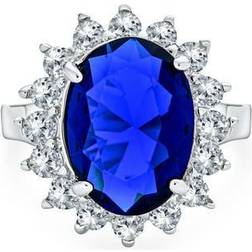 Bling Jewelry 6CT Blue Oval Imitation Sapphire CZ Engagement .925 Silver