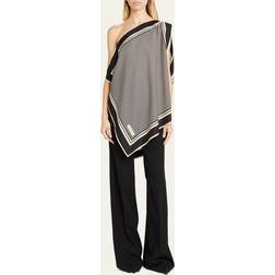 Balmain Asymmetrical monogrammed scarf top black