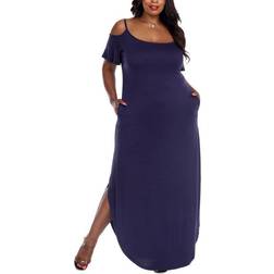 White Mark Lexi Maxi Dress Plus Size - Navy