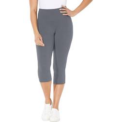 Catherines Women's Knit Capri Legging Plus Size - Heather Grey