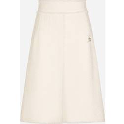 Dolce & Gabbana Raschel tweed midi skirt with central slit very_light_cream_whi