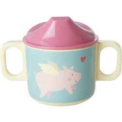 Rice Melamin-Trinklernbecher FLYING PIG in pink/blau