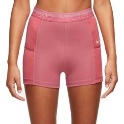 Nike Women's Pro High-Waisted 3" Training Shorts with Pockets - Adobe/Sea Coral/Coconut Milk