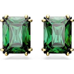 Swarovski Matrix Stud Earrings - Gold/Green