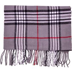DeluxeComfort Cashmere New England Plaid Feel Plaid Scarves, Grey, One