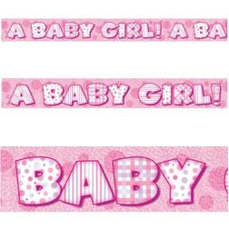 Unique Girls baby shower banners pink decorations, foil,jointed,ribbon,garlands,giant