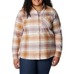 Columbia Women's Calico Basin Flannel Long Sleeve Shirt- OrangePlaid