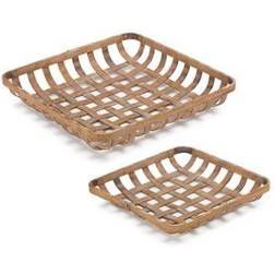 Melrose International Square Bamboo Tray Basket