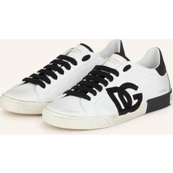 Dolce & Gabbana Portofino Vintage Calfskin Leather Sneakers white_black