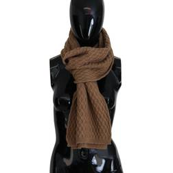 Dolce & Gabbana Dark Brown Wrap Shawl Knitted Camel Scarf
