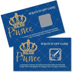 Big Dot of Happiness Royal prince charming baby shower birthday game scratch cards 22 ct