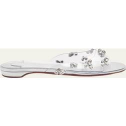 Christian Louboutin Degraqueenie embellished PVC slides silver