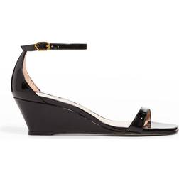 Stuart Weitzman Nudistcurve Wedge, Black Patent Leather