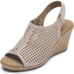 Rockport Women's Briah Perf Sling Wedge Sandal, Farro Nubuck