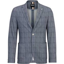 Hugo Boss Slim-fit jacket in checked stretch cotton grey Regular