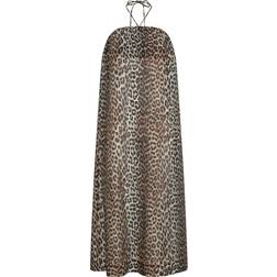 Ganni Leopard-print voile maxi dress multicoloured