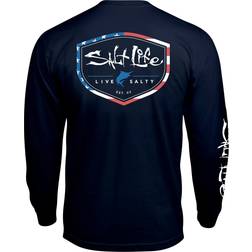 Salt Life Amerishield Long-Sleeve T-Shirt for Men Washed Navy