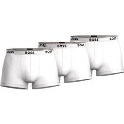 Hugo Boss Men's Power Tipped Logo Waistband Trunks 3-pack - White