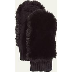 Faux-Fur Knit Mittens BLACK BLACK