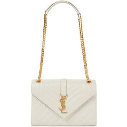 Saint Laurent Mdium, Gesteppte Ledertasche "envelope" Creme 01