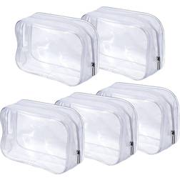 Pangda 5 pack clear pvc zippered toiletry carry pouch portable cosmetic makeu