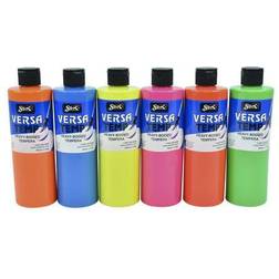 Sax versatemp heavy-body tempera paints, assorted fluorescent colors, pint set