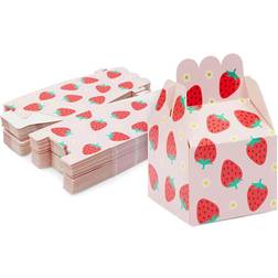 Sparkle and Bash Strawberry birthday party favor treat boxes pink, 3.5 x 2.75 in, 36 pack