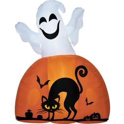 Homcom 5ft Halloween Inflatable Ghost with Pumpkin Base and LED Lights