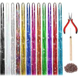 Hair Tools Inches Extension Tinsel with 12 Strands Tinsel Kit