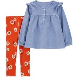 Carter's Baby Chambray Top & Legging Set 2-piece - Chambray/Orange