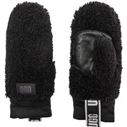 UGG Logo Tape Sherpa Mittens - Black