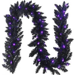 Costway 9ft Pre-lit Christmas Halloween Garland Black Decoration