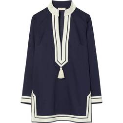 Tory Burch Cotton Voile Tassel Tunic - Navy