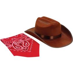 Aeromax Brown cowboy hat and bandana set