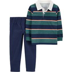 Carter's Toddler Striped Rugby Polo & Pant Set 2-piece - Navy/Green