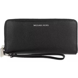 Michael Kors Girls Jet Set Pebbled Leather Continental Wristlet, Zwart