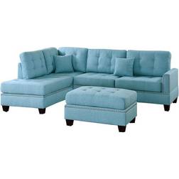 Benzara Polyfiber 3 Sectional Set Chair Cushions Blue