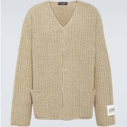 Dolce & Gabbana Strickwaren Wollcardigan Patentmuster Beige male