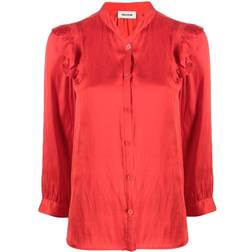 Zadig & Voltaire Tygg Button-Front Satin Blouse COQUELICOT