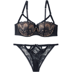 Kimmy Balconette Bra & Panty Set - Black